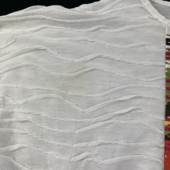 My Michelle Womens Blouse Aztec Dolman Sleeve Elastic White Medium - Picture 2 of 7